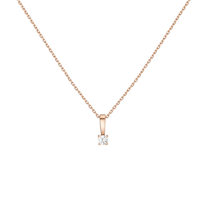 Diamond Solitaire Pendant 14k Rose Gold 0.25ct Lab-grown Natural