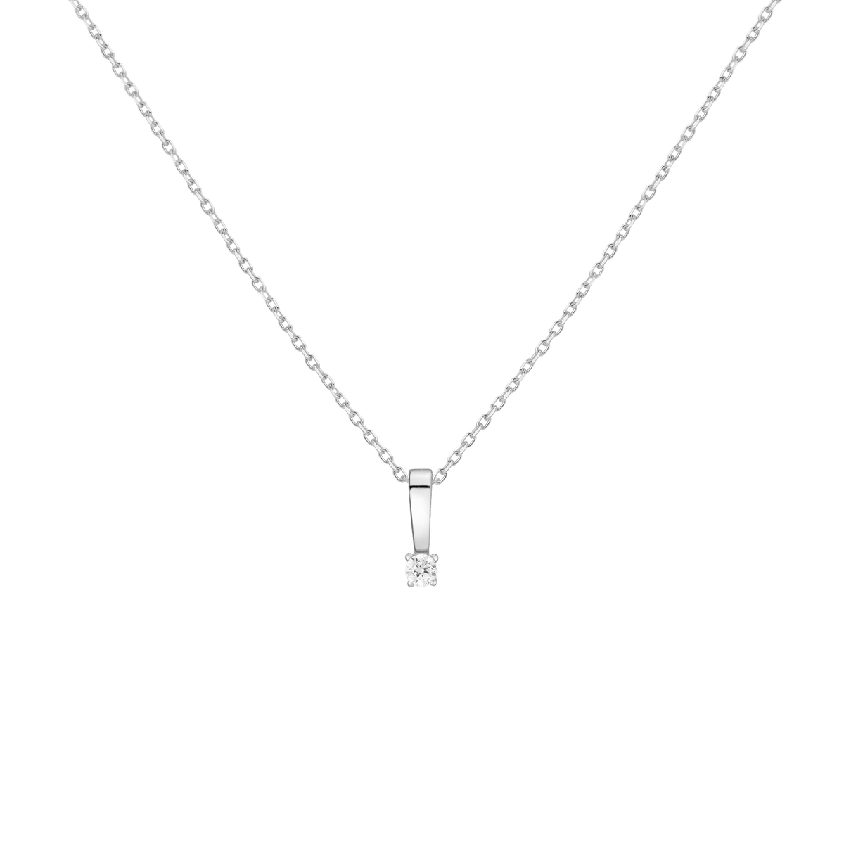 Diamond Solitaire Pendant 14k White Gold 0.12ct Lab-grown Natural