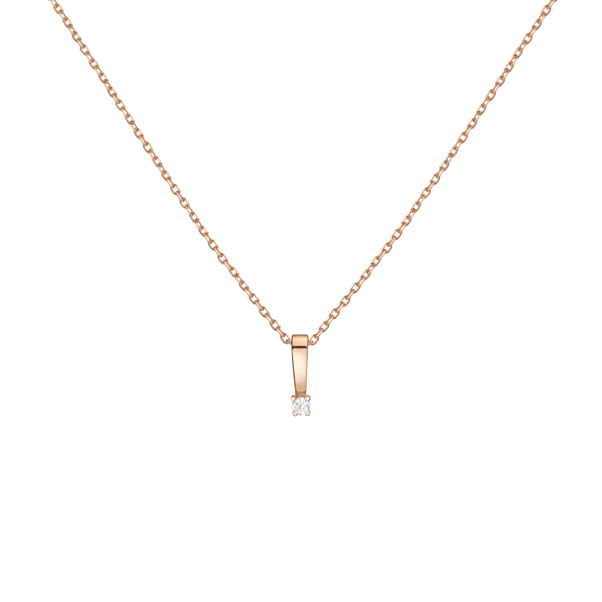 Diamond Solitaire Pendant 14k Rose Gold 0.06ct Lab-grown Natural