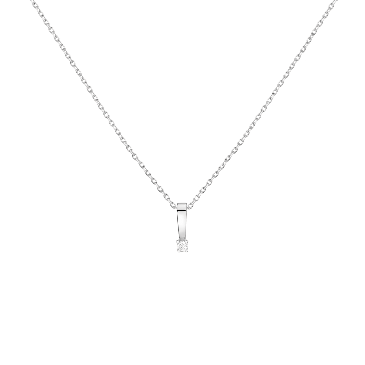 Diamond Solitaire Pendant 14k White Gold 0.06ct Lab-grown Natural