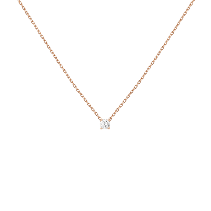 Diamond Solitaire Necklace 14k Rose Gold Lab-grown Natural 0.25ct