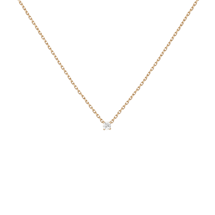 Diamond Solitaire Necklace 14k Yellow Gold Lab-grown Natural 0.12ct