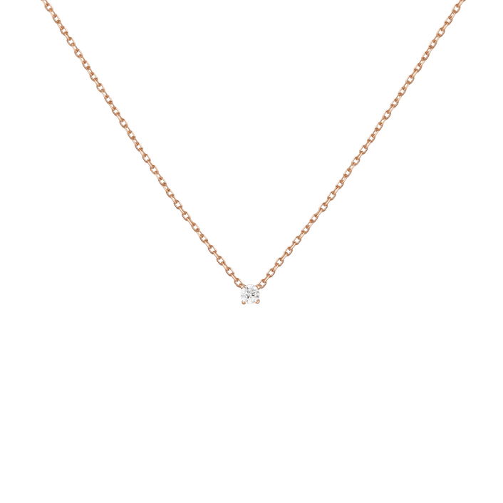 Diamond Solitaire Necklace 14k Rose Gold Lab-grown Natural 0.12ct