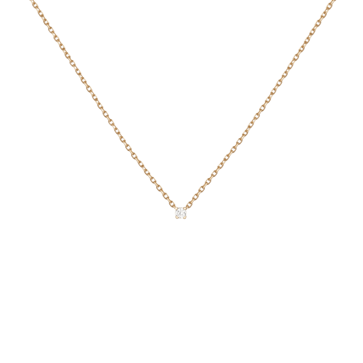 Diamond Solitaire Necklace 14k Yellow Gold Lab-grown Natural 0.06ct