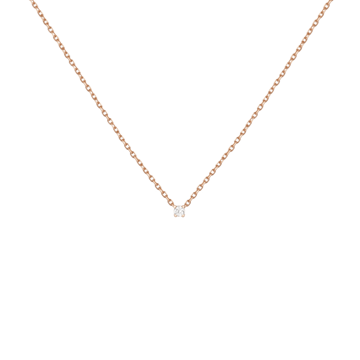 Diamond Solitaire Necklace 14k Rose Gold Lab-grown Natural 0.06ct