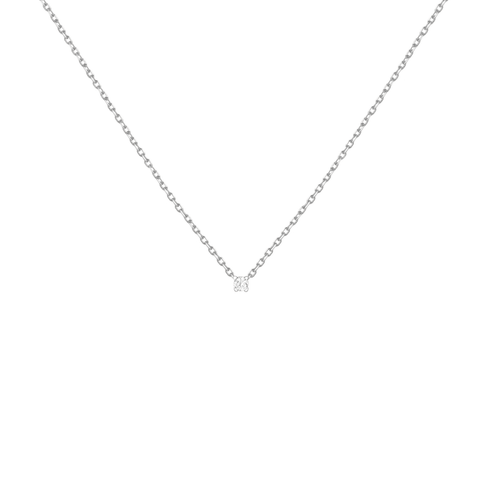 Diamond Solitaire Necklace 14k White Gold Lab-grown Natural 0.06ct