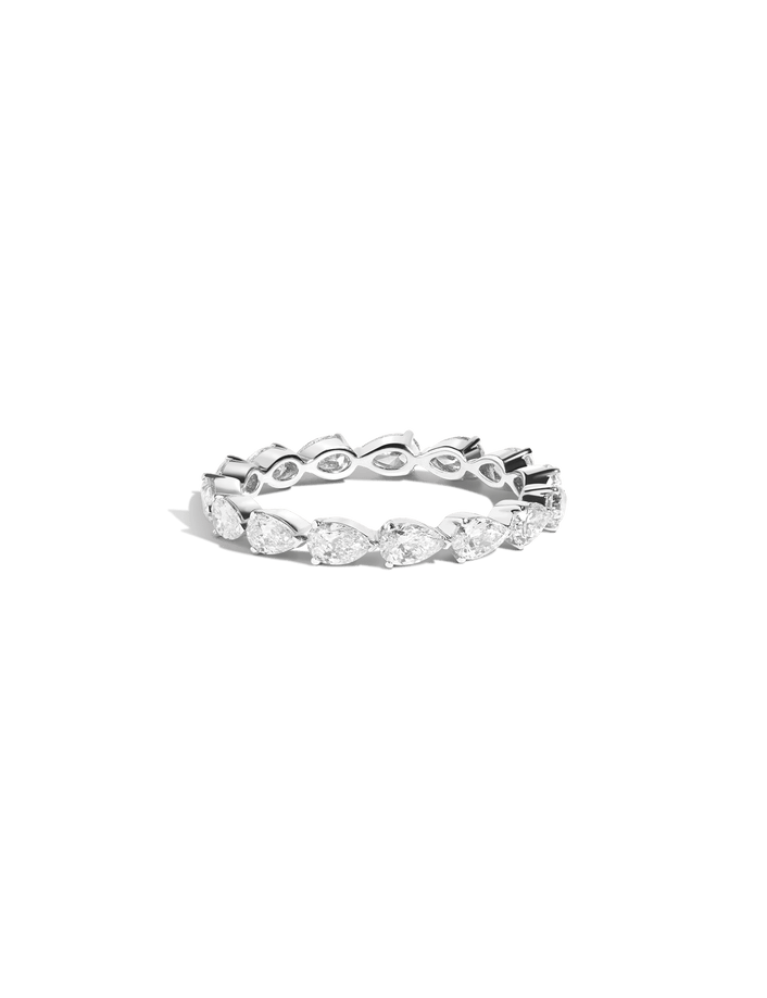 Pear Diamond Eternity Ring 14k 18k White Gold First Lab-grown Natural
