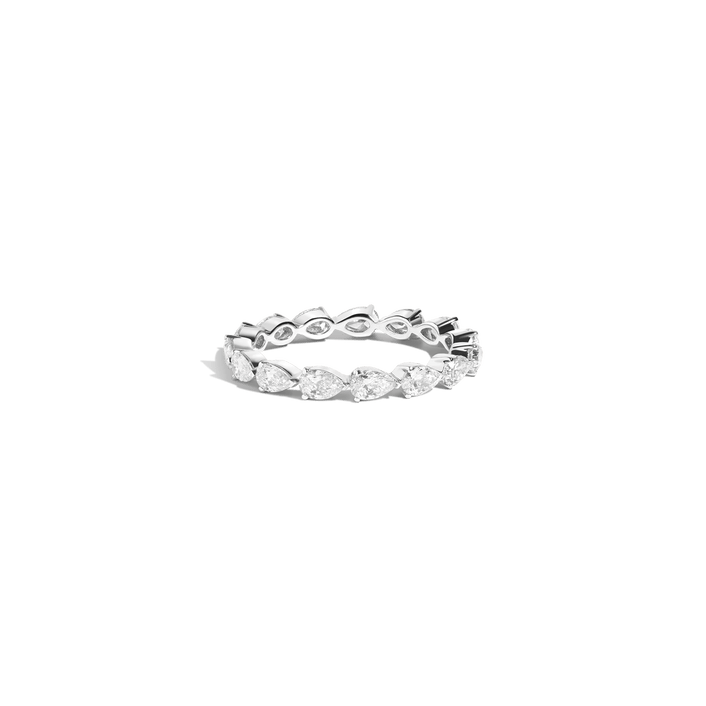 Pear Diamond Eternity Ring 14k 18k White Gold First Lab-grown Natural