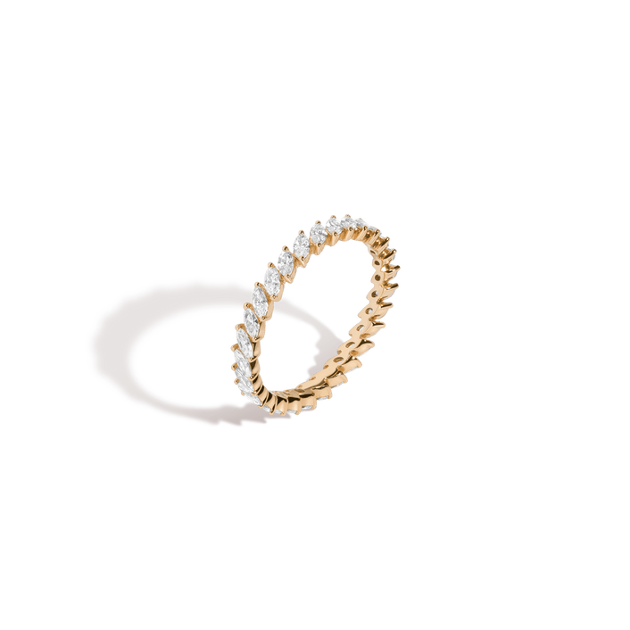 Marquise Diamond Eternity Ring 14k 18k Yellow Gold First Lab-grown Natural First