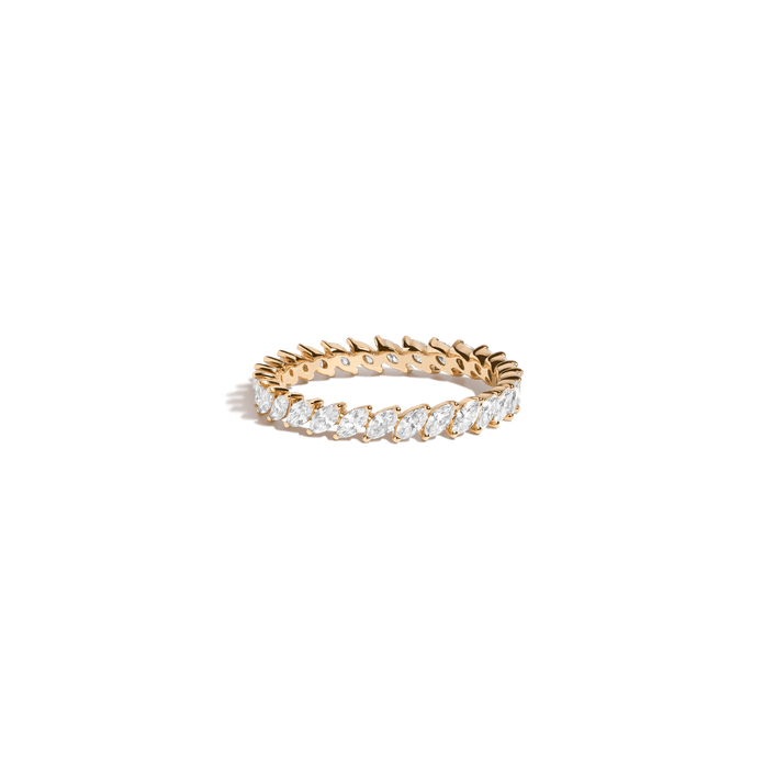 Marquise Diamond Eternity Ring 14k 18k Yellow Gold First Lab-grown Natural