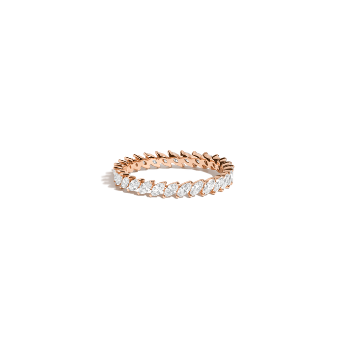 Marquise Diamond Eternity Ring 14k 18k Rose Gold First Lab-grown Natural