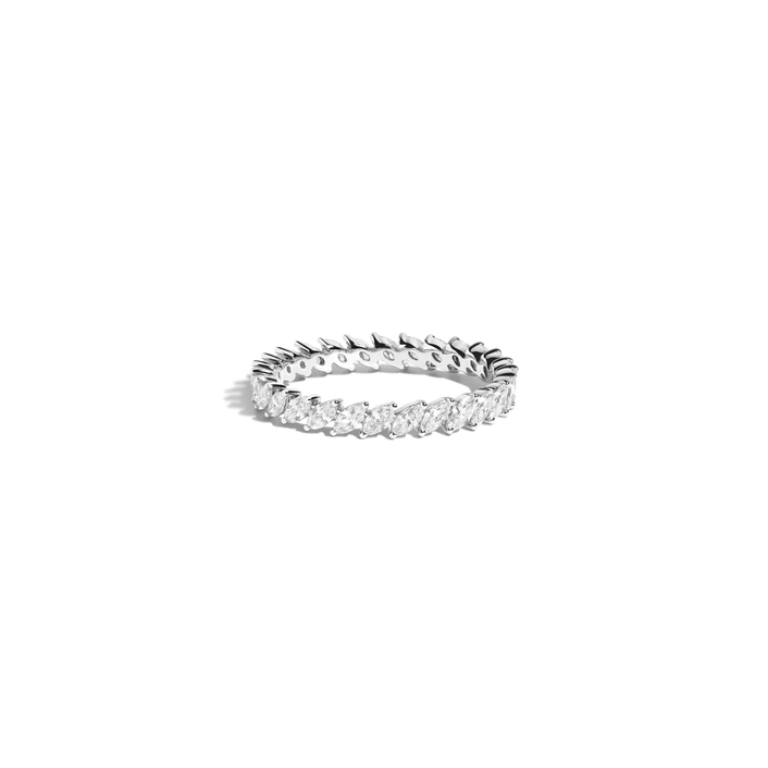 Marquise Diamond Eternity Ring 14k 18k White Gold First Lab-grown Natural