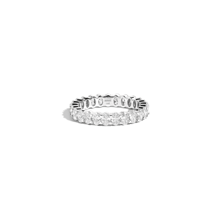 Oval Diamond Eternity Ring 14k 18k White Gold First Lab-grown Natural