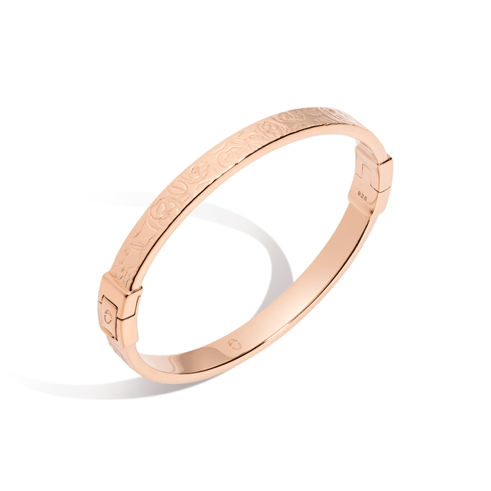 AURATE X MACENNA: Rose Garden Hinged Bracelet Vermeil Rose Gold First