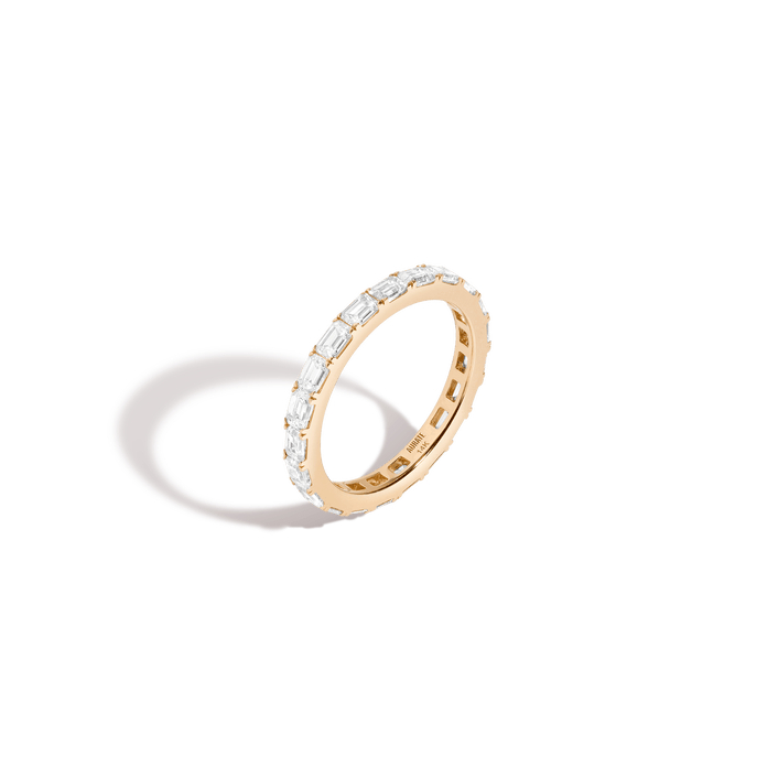 Horizontal Emerald Diamond Eternity Ring