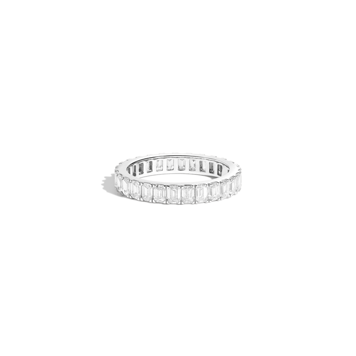 Emerald Diamond Eternity Ring 14k 18k White Gold First Lab-grown Natural