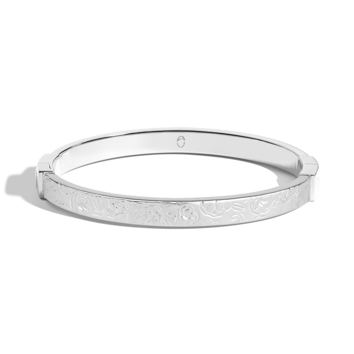 AURATE X MACENNA: Rose Garden Hinged Bracelet Vermeil White Gold