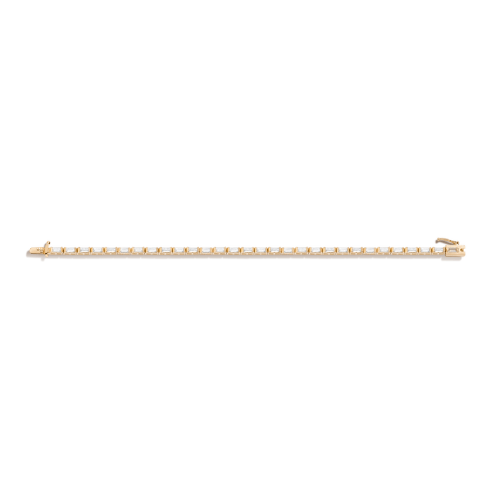 Horizontal Baguette Diamond Tennis Bracelet 14K Yellow Gold 6.5in 7in 5ct