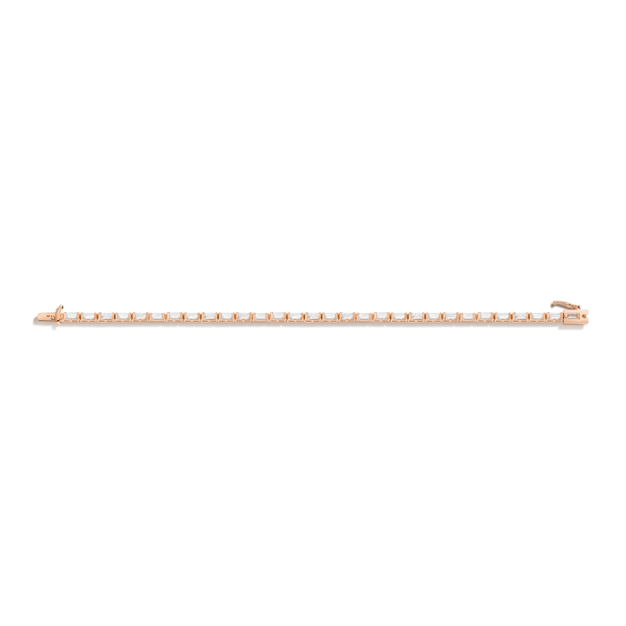 Horizontal Baguette Diamond Tennis Bracelet 14K Rose Gold 6.5in 7in 5ct