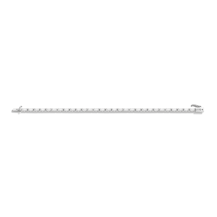 Horizontal Baguette Diamond Tennis Bracelet 14K White Gold 6.5in 7in 5ct