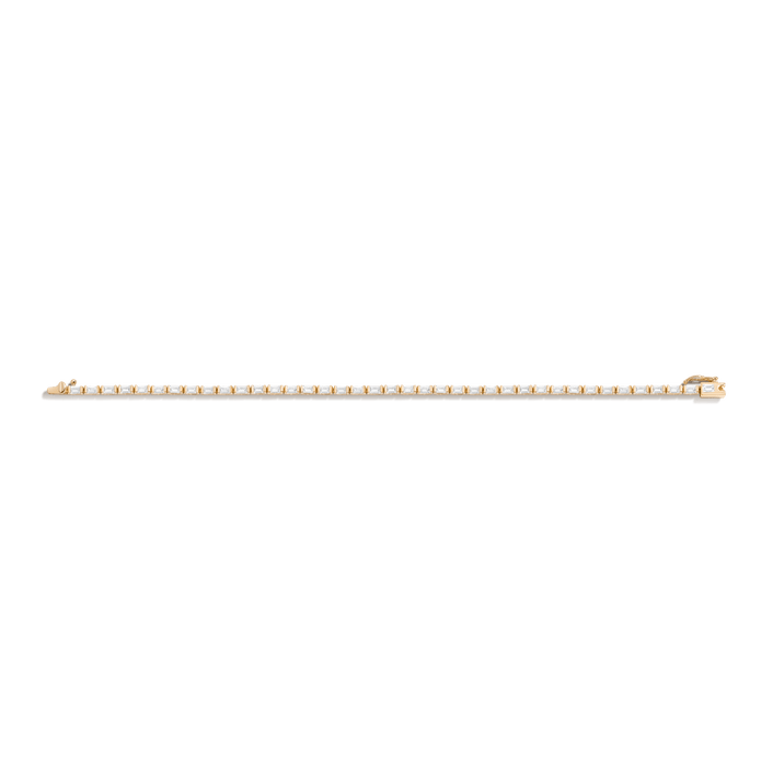 Horizontal Baguette Diamond Tennis Bracelet 14K Yellow Gold 6.5in 7in 3ct