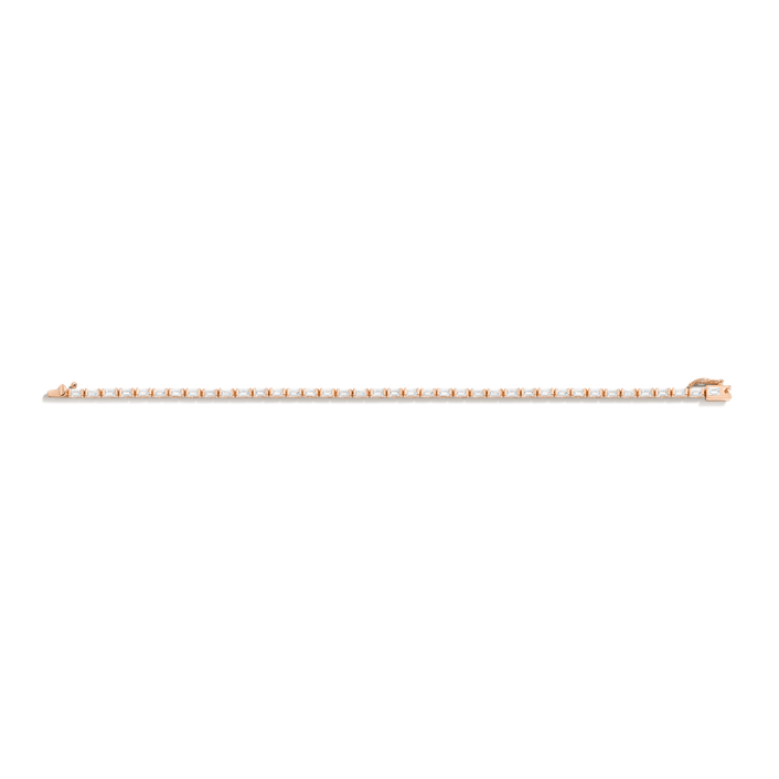 Horizontal Baguette Diamond Tennis Bracelet 14K Rose Gold 6.5in 7in 3ct