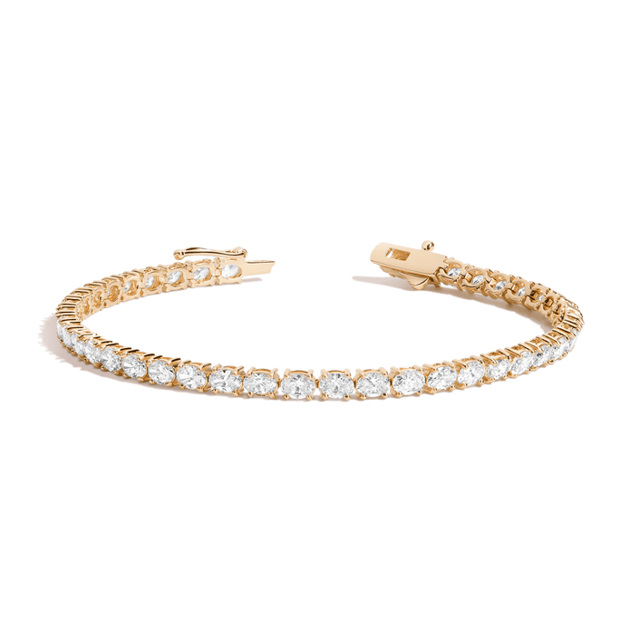 Horizontal Oval Diamond Tennis Bracelet 14K Yellow Gold 6.5in 7in First