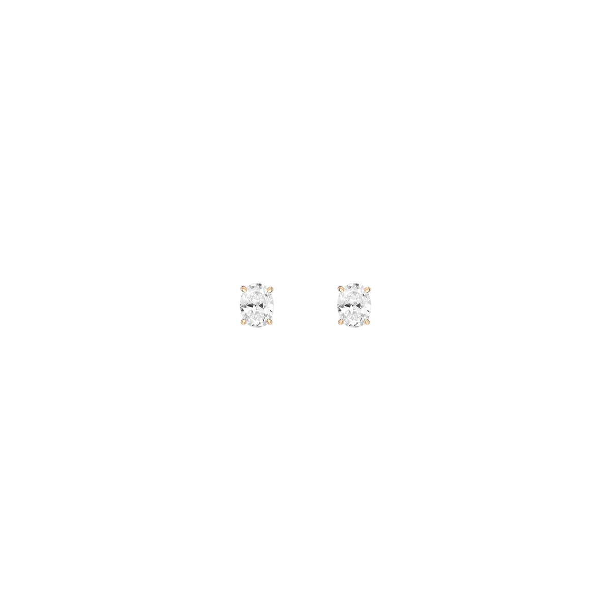 Oval Gemstone Solitaire Stud Earrings Vermeil Yellow Gold White Sapphire First