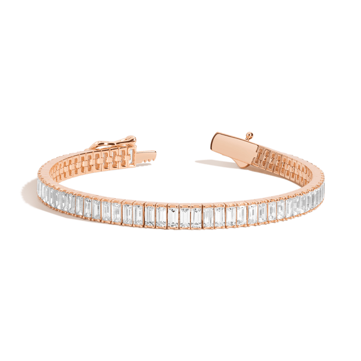 Baguette Diamond Tennis Bracelet 14K Rose Gold 6.5in 7in 12ct