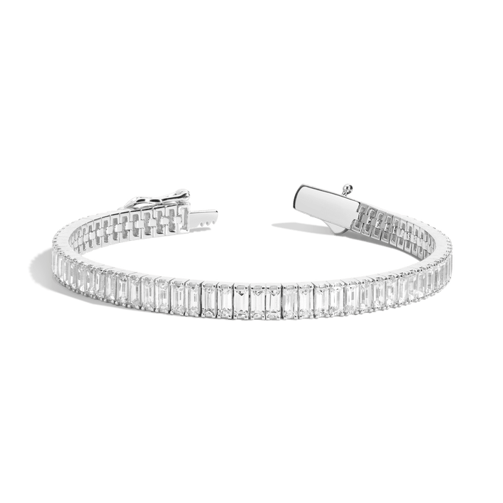 Baguette Diamond Tennis Bracelet 14K White Gold 6.5in 7in 12ct