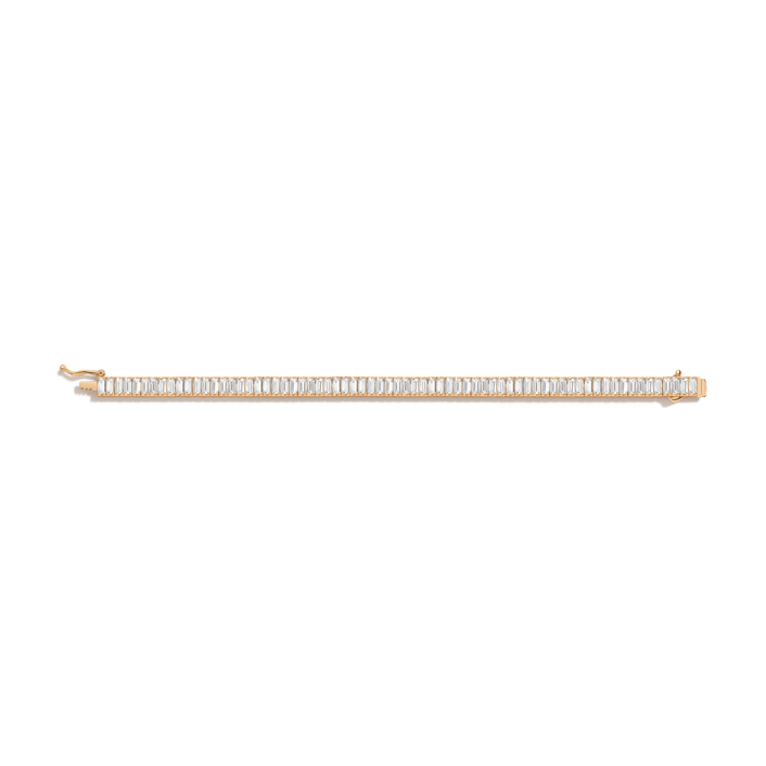 White Sapphire Baguette Tennis Bracelet Vermeil Yellow Gold 6.5in 7in 12ct