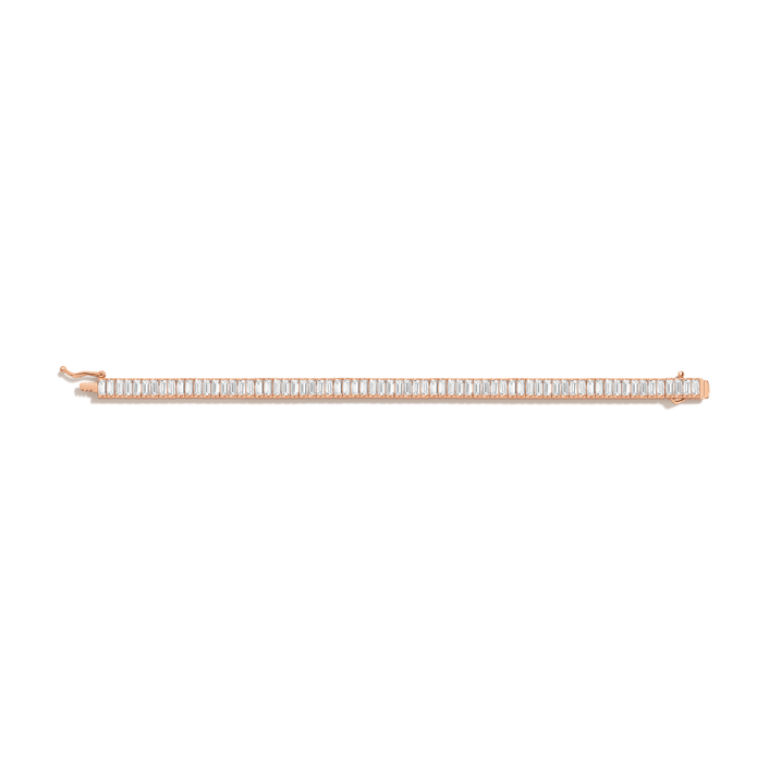 Baguette Diamond Tennis Bracelet 14K Rose Gold 6.5in 7in 12ct