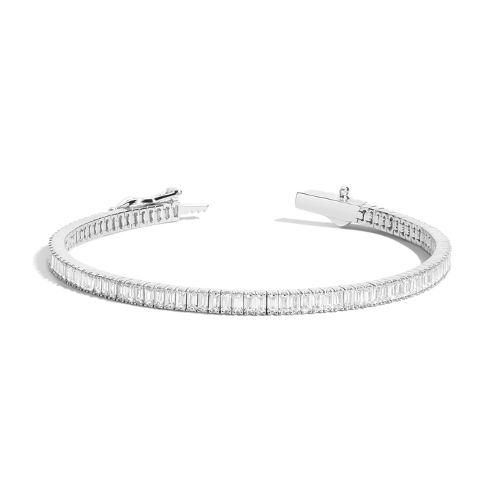 Baguette Diamond Tennis Bracelet 14K White Gold 6.5in 7in 6ct First