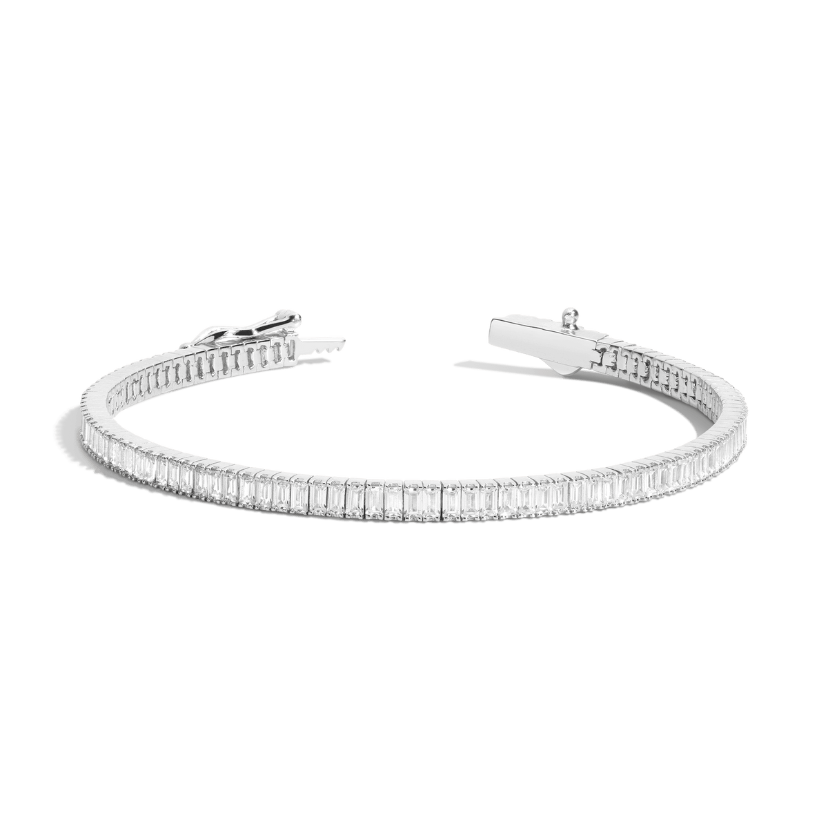 Men's Baguette & Round-Cut Diamond Link Bracelet 3/4 ct tw Sterling Silver  8.5