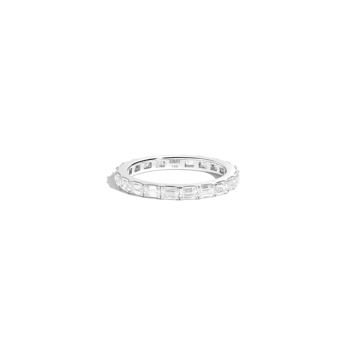 Horizontal Emerald Diamond Eternity Ring 14k 18k White Gold First Lab-grown Natural