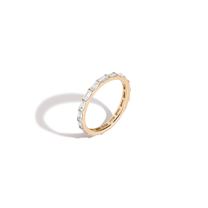 Horizontal Baguette Diamond Eternity Ring 14k 18k Yellow Gold First Lab-grown Natural First