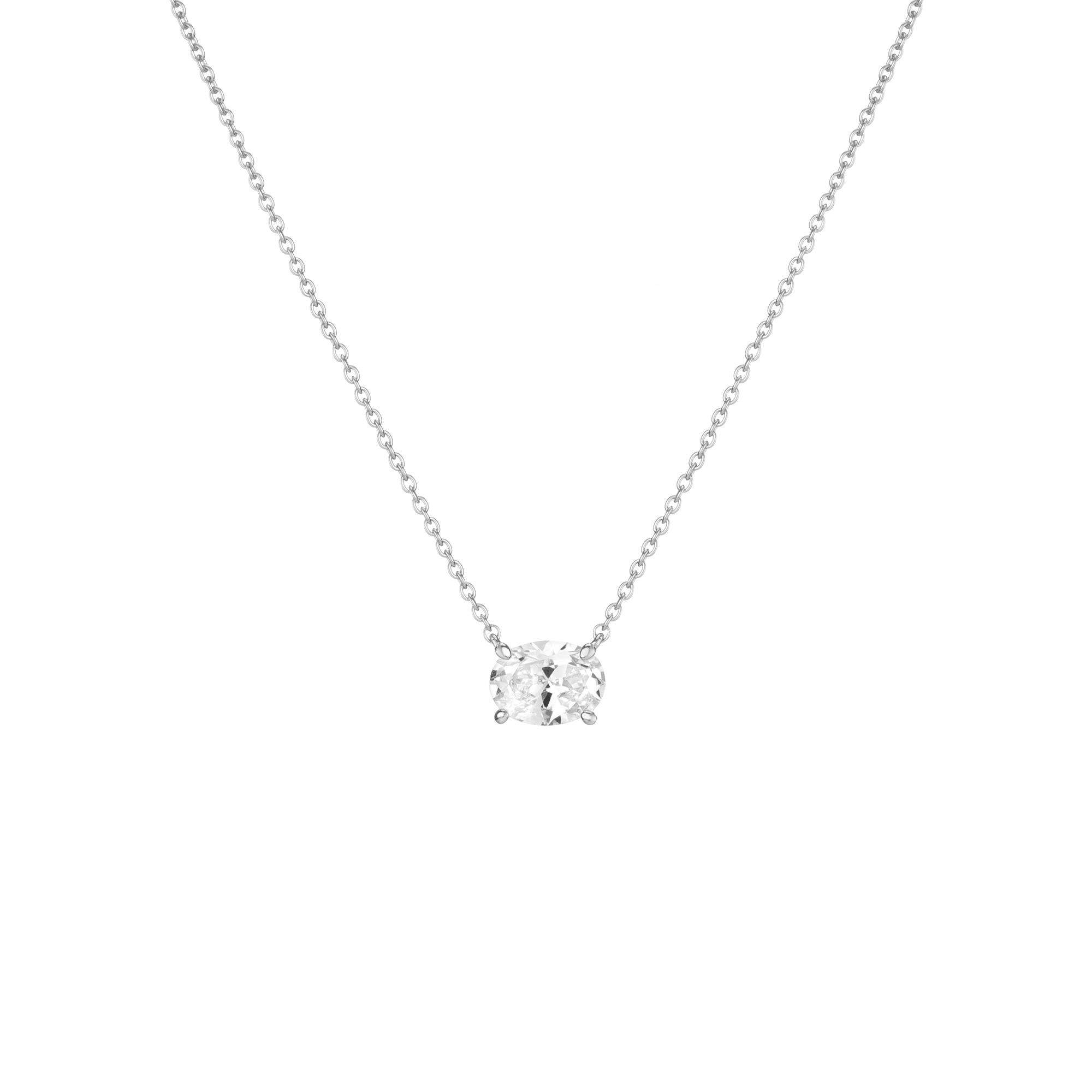 White Sapphire Solitaire Necklace