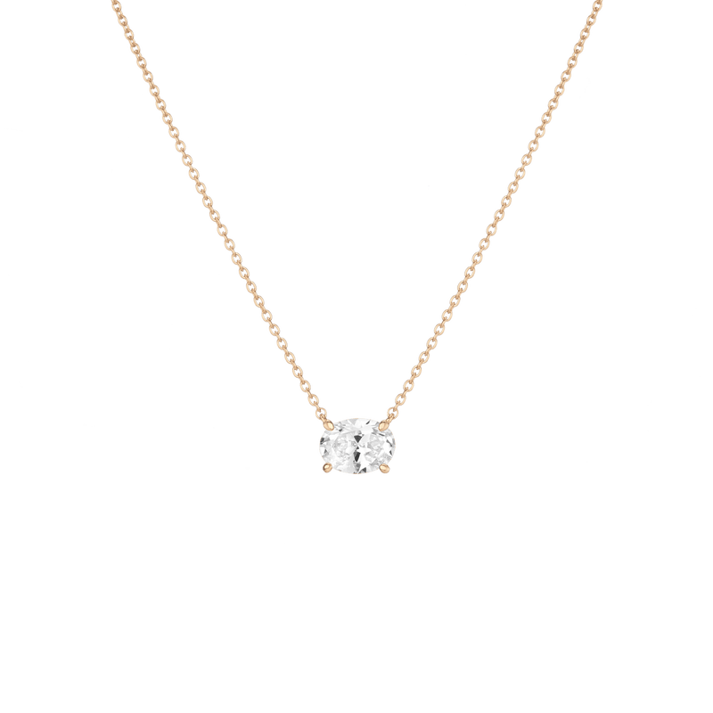 Oval Gemstone Solitaire Necklace