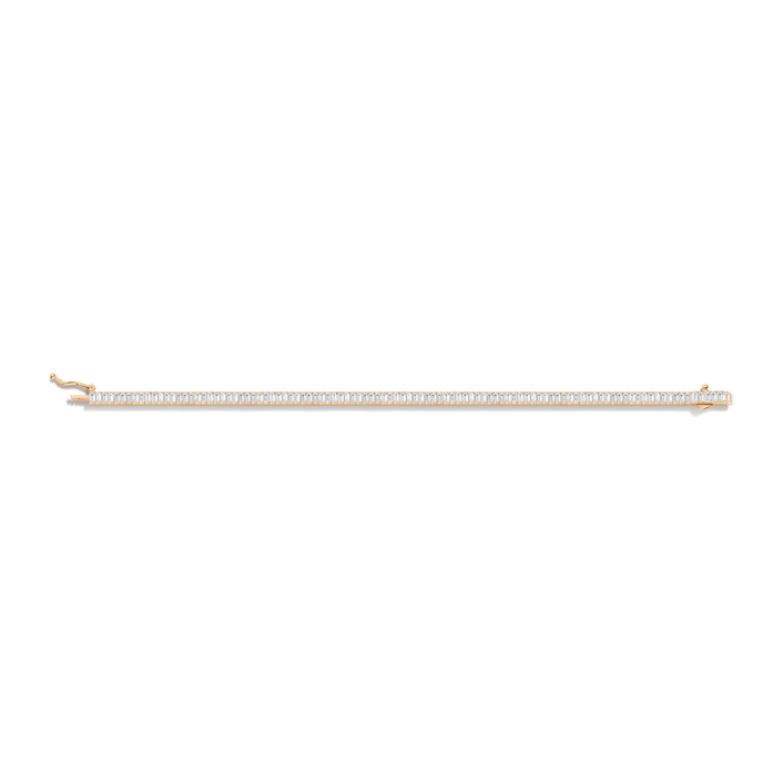 White Sapphire Baguette Tennis Bracelet Vermeil Yellow Gold 6.5in 7in 6ct