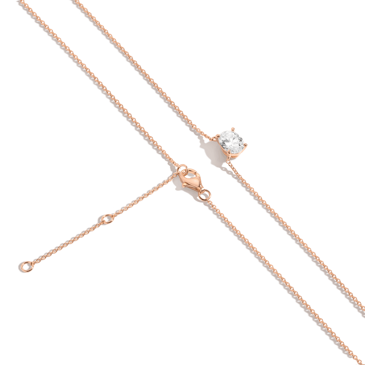 Oval Gemstone Solitaire Necklace Vermeil Rose Gold White Sapphire