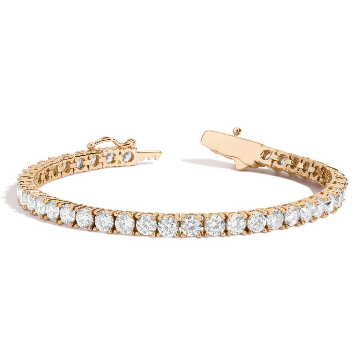 Boyfriend Lab Grown White Sapphire Tennis Bracelet Vermeil Yellow Gold 13ct 7in 7.5in 8in