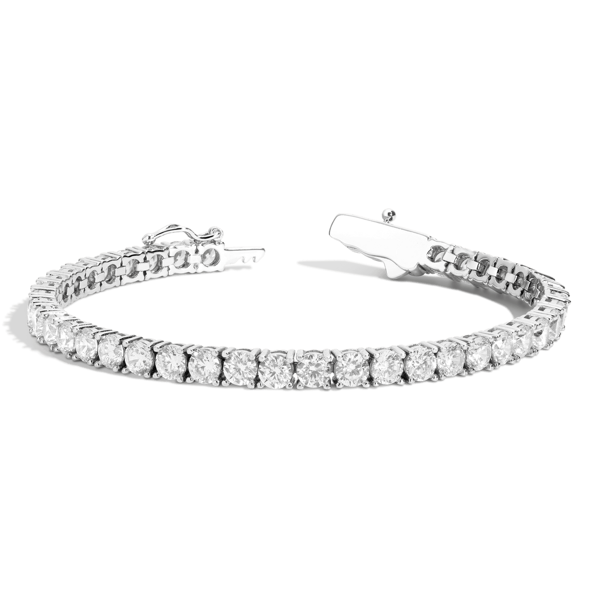Boyfriend Lab Grown White Sapphire Tennis Bracelet Vermeil White Gold 13ct 7in 7.5in 8in