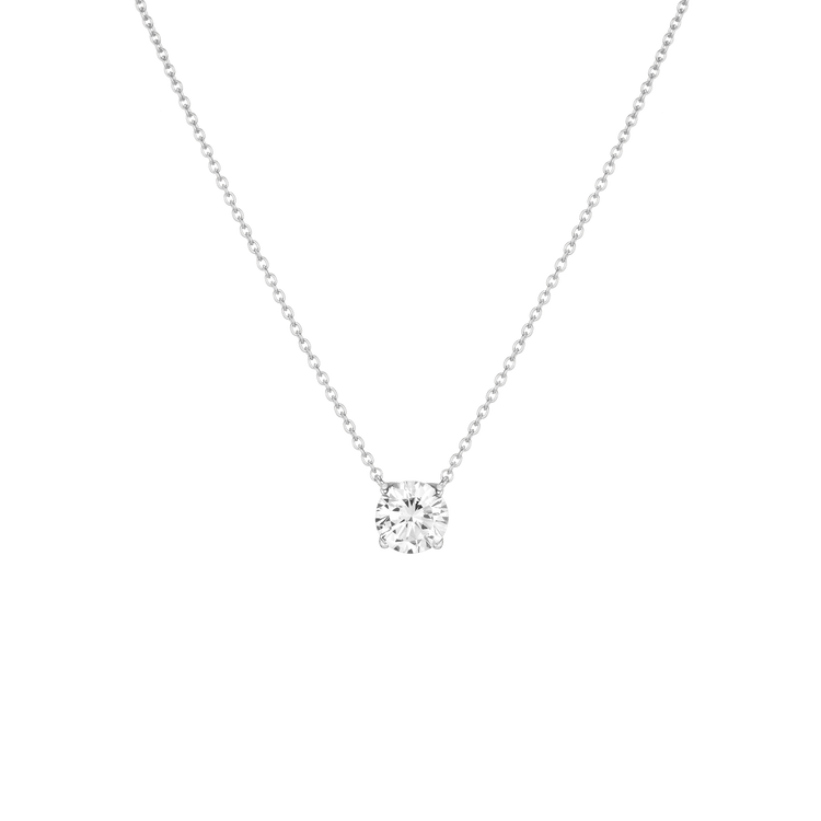 White Sapphire Solitaire Necklace