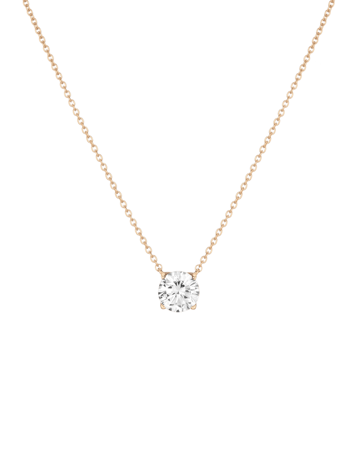Round Gemstone Solitaire Necklace Vermeil Yellow Gold White Sapphire First