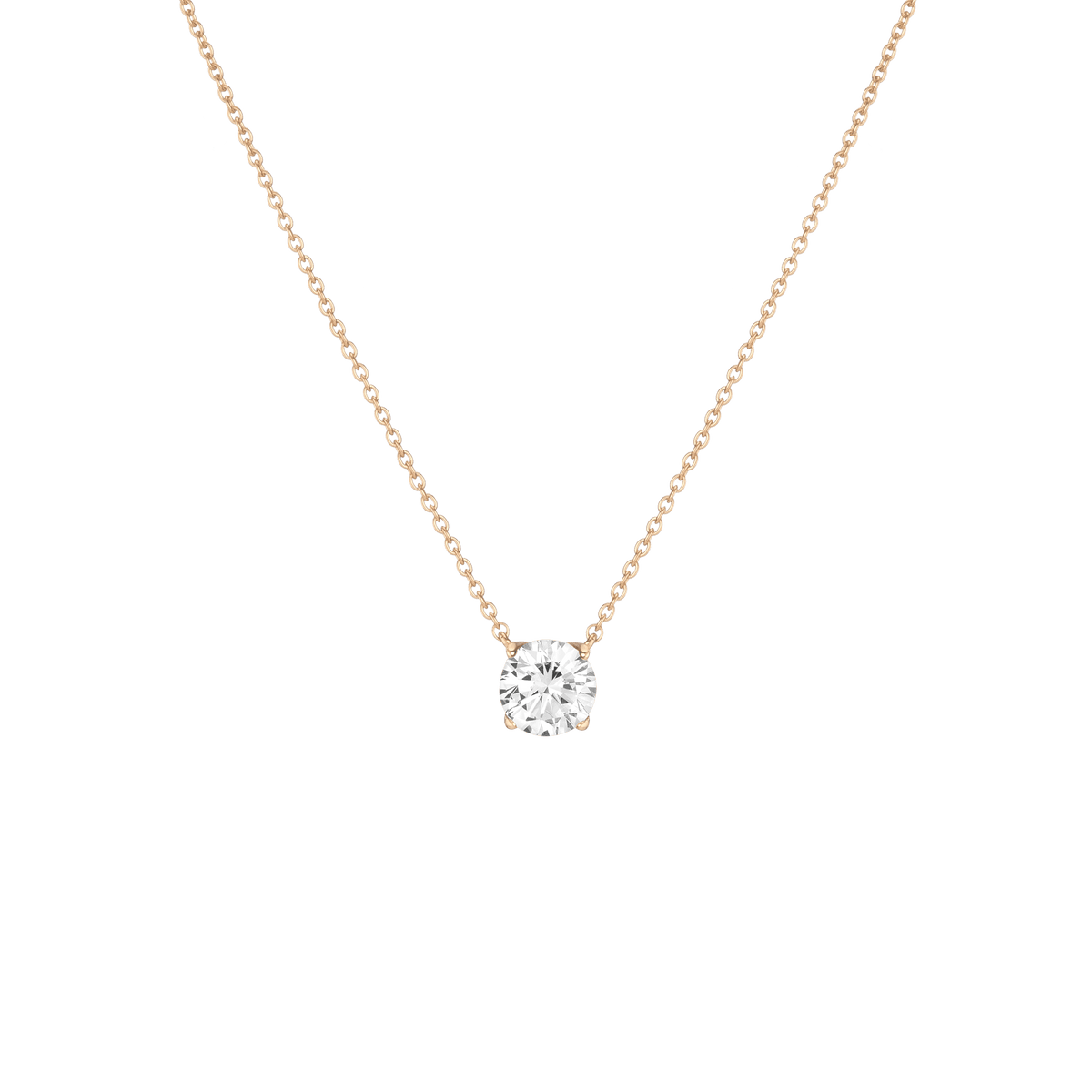 Round Gemstone Solitaire Necklace Vermeil Yellow Gold White Sapphire First
