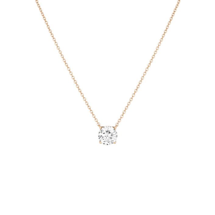 Round Gemstone Solitaire Necklace Vermeil Yellow Gold White Sapphire First