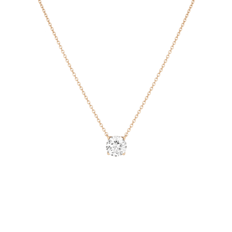 14K Round Solitaire Gemstone Pendant Necklace