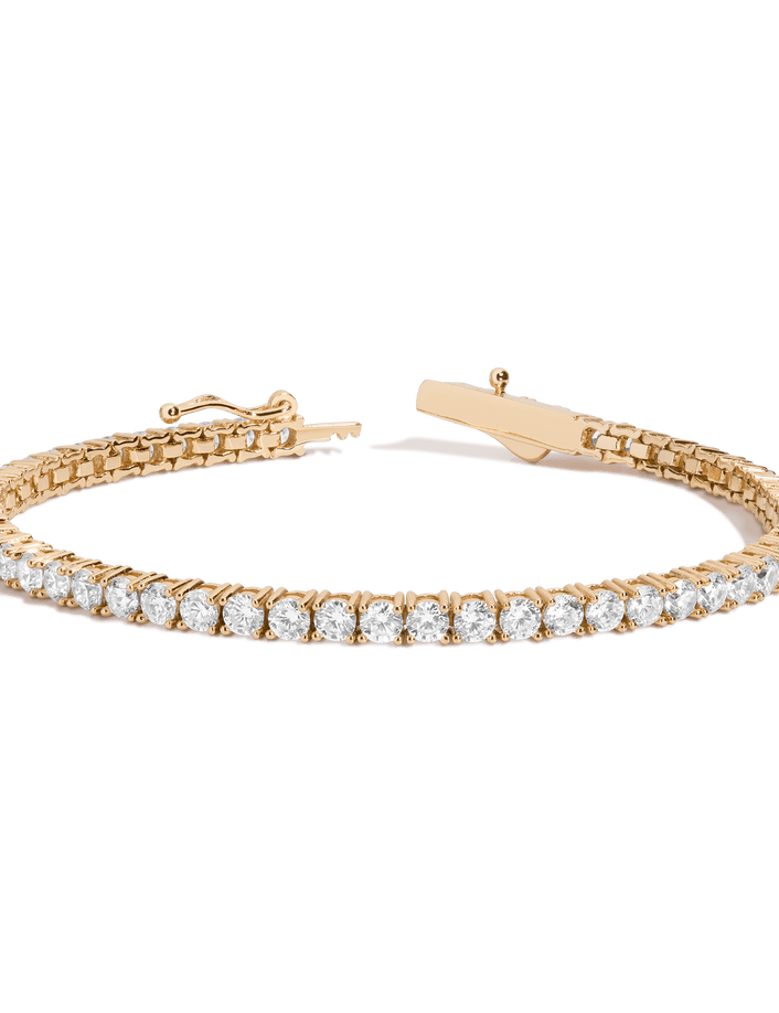 White Sapphire Tennis Bracelet Vermeil Yellow Gold 6in (XS) 6.5in (S) 7in (M) 7.5in (L) 6ct First