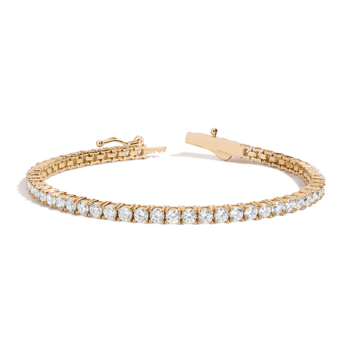 White Sapphire Tennis Bracelet Vermeil Yellow Gold 6.5in 7in 6ct First