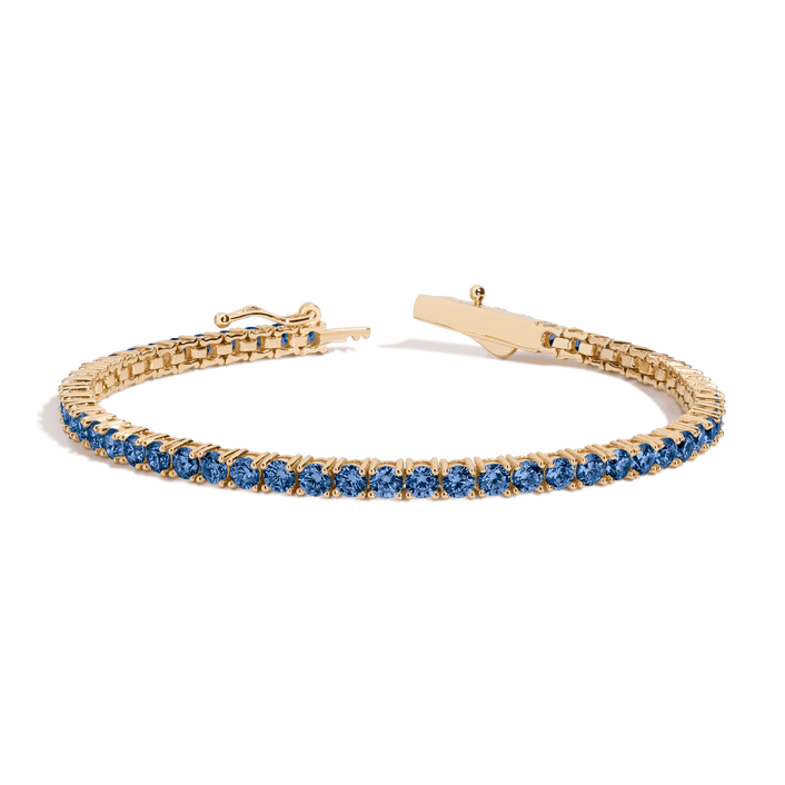 Blue Sapphire Tennis Bracelet Vermeil Yellow Gold 6.5in 7in 6ct First